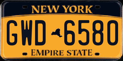 NY license plate GWD6580