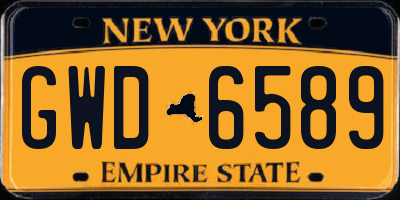 NY license plate GWD6589