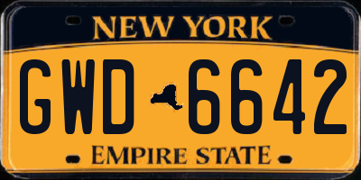NY license plate GWD6642