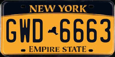NY license plate GWD6663