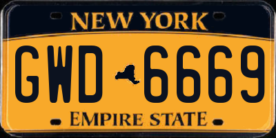 NY license plate GWD6669