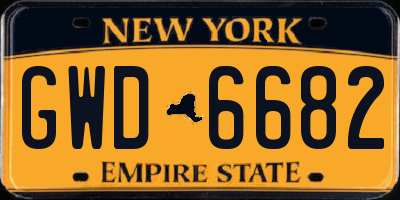 NY license plate GWD6682