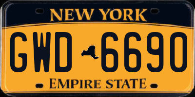 NY license plate GWD6690