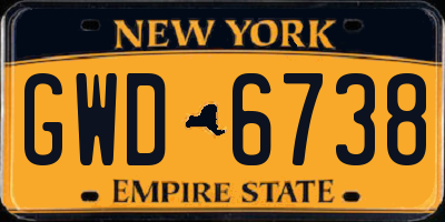 NY license plate GWD6738