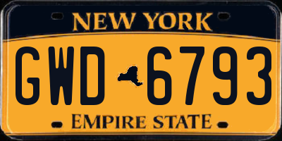 NY license plate GWD6793