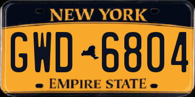 NY license plate GWD6804