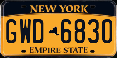 NY license plate GWD6830