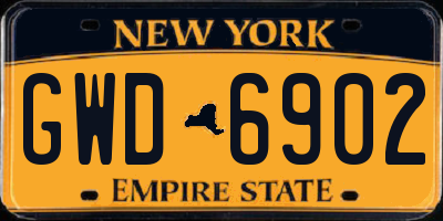 NY license plate GWD6902