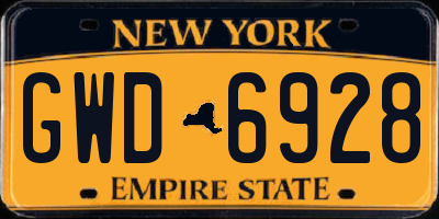 NY license plate GWD6928