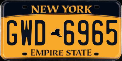 NY license plate GWD6965
