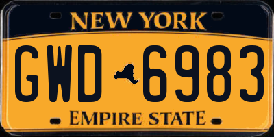 NY license plate GWD6983