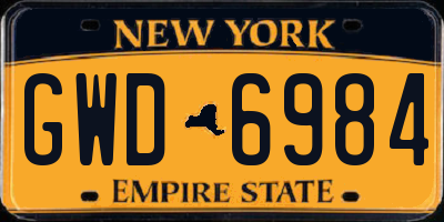 NY license plate GWD6984