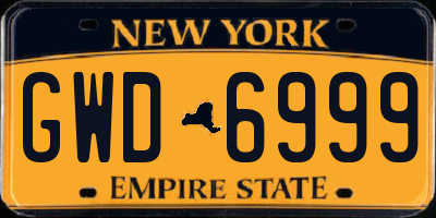 NY license plate GWD6999