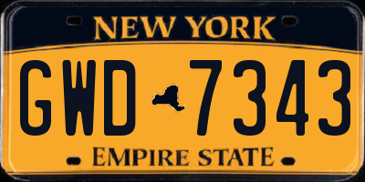 NY license plate GWD7343