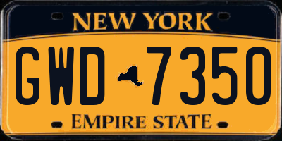 NY license plate GWD7350