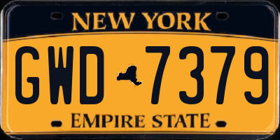 NY license plate GWD7379