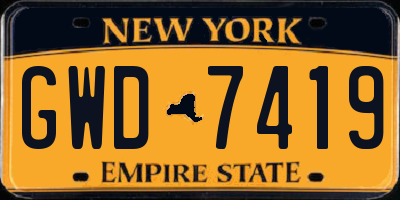 NY license plate GWD7419