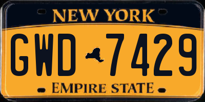 NY license plate GWD7429