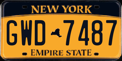 NY license plate GWD7487