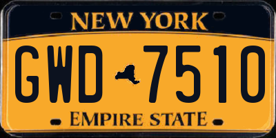 NY license plate GWD7510