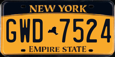 NY license plate GWD7524