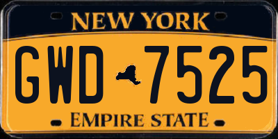 NY license plate GWD7525