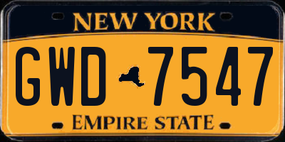 NY license plate GWD7547