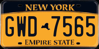 NY license plate GWD7565