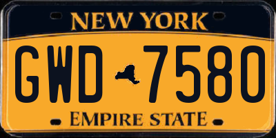 NY license plate GWD7580