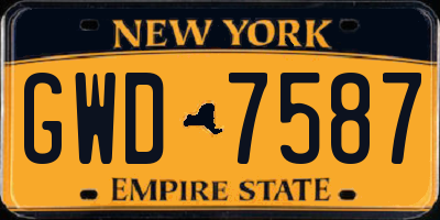 NY license plate GWD7587