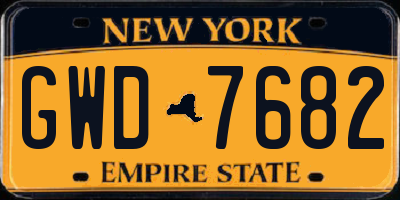 NY license plate GWD7682