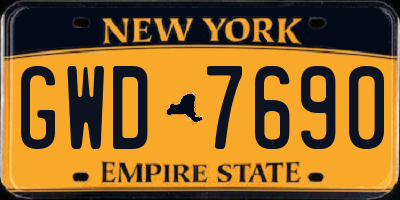NY license plate GWD7690