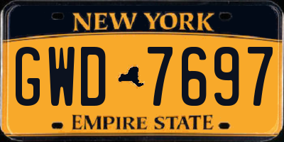 NY license plate GWD7697