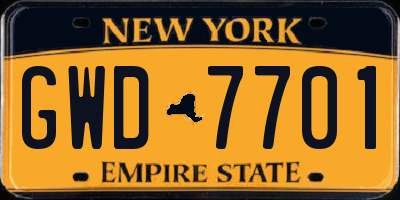 NY license plate GWD7701