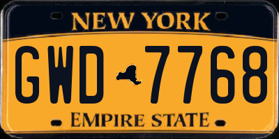 NY license plate GWD7768