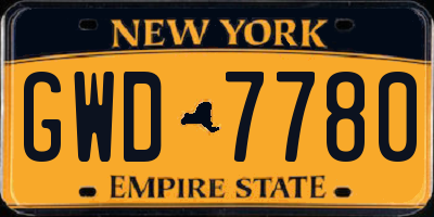 NY license plate GWD7780
