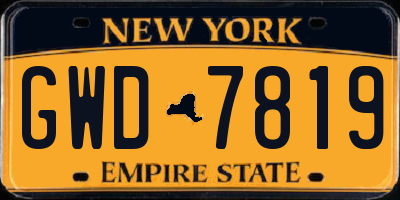 NY license plate GWD7819