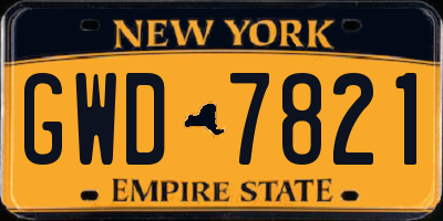 NY license plate GWD7821