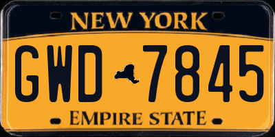 NY license plate GWD7845