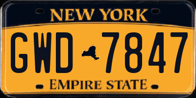 NY license plate GWD7847