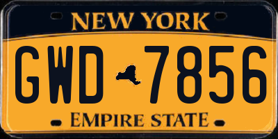 NY license plate GWD7856