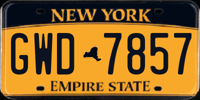 NY license plate GWD7857