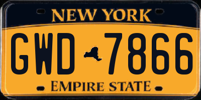 NY license plate GWD7866