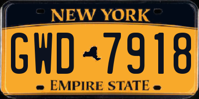 NY license plate GWD7918