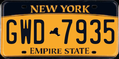 NY license plate GWD7935