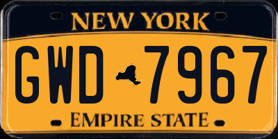NY license plate GWD7967