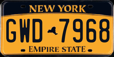 NY license plate GWD7968