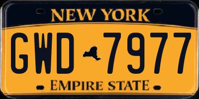 NY license plate GWD7977