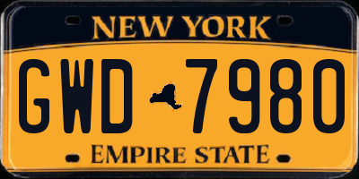 NY license plate GWD7980