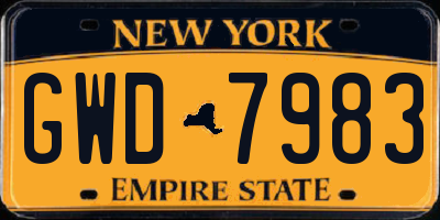 NY license plate GWD7983